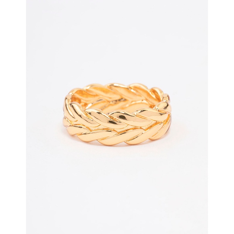 Gold Plated Leaf Band Ring|SM|ML