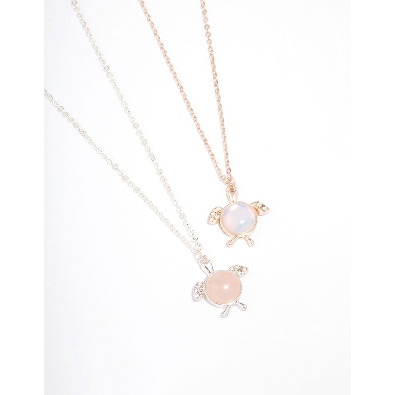 Mixed Metal Semi-Precious Turtle Necklace Pack