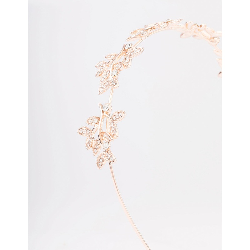 Rose Gold Diamante Leaf Celestial Headband