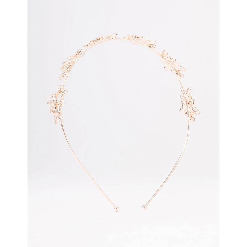 Rose Gold Diamante Leaf Celestial Headband
