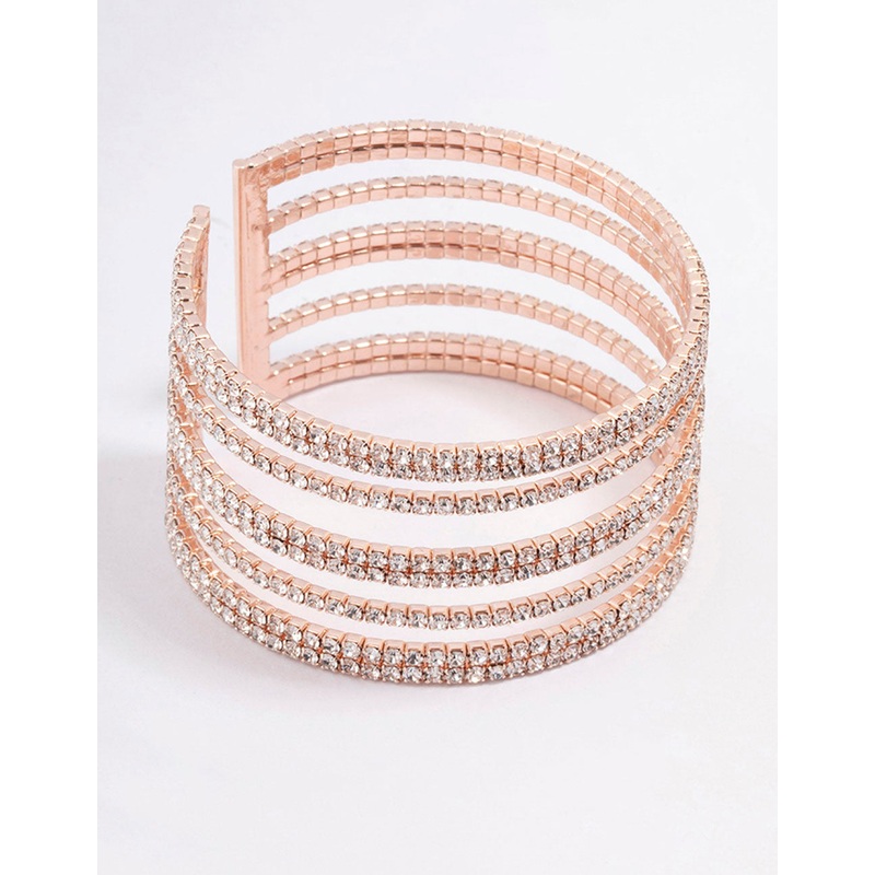Rose Gold Layered Cup Chain Wrist Cuff