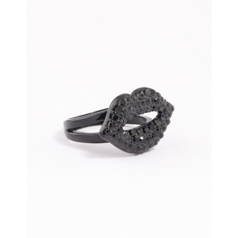 Black Crystal Lips Ring|SM|ML