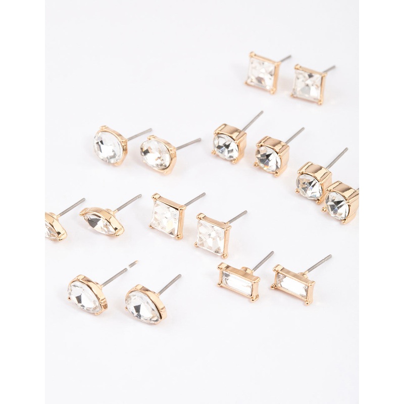 Gold Classic Mixed Stone Earrings 8-Pack