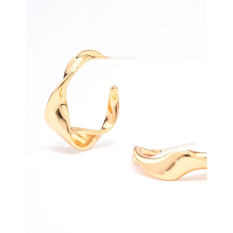 Gold Plated Twisted Small Hoop Earrings
