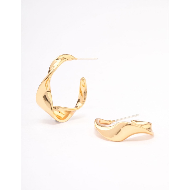 Gold Plated Twisted Small Hoop Earrings
