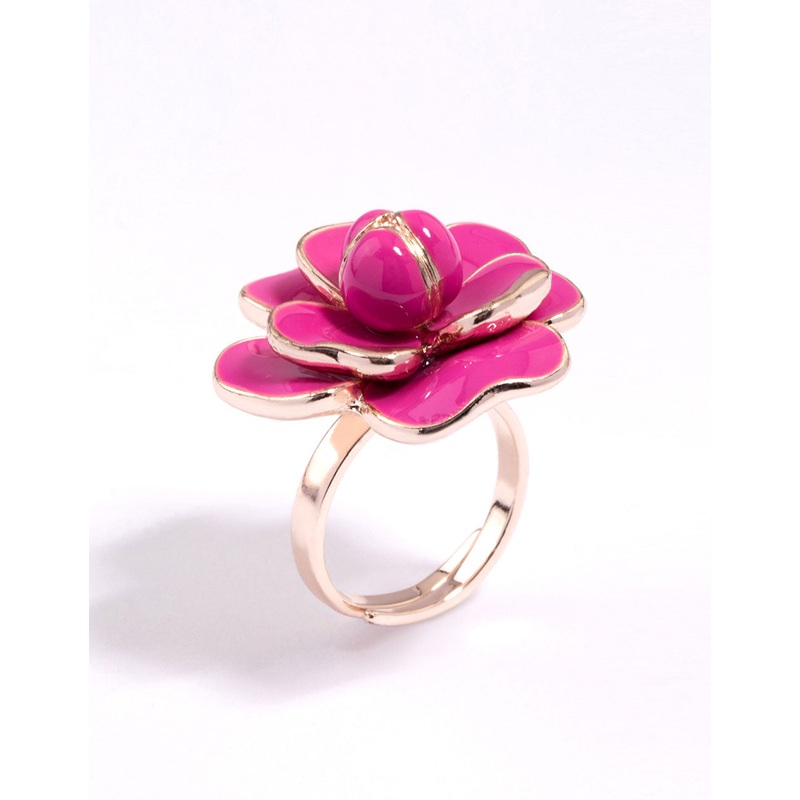 Rose Gold Enamel Flower Ring