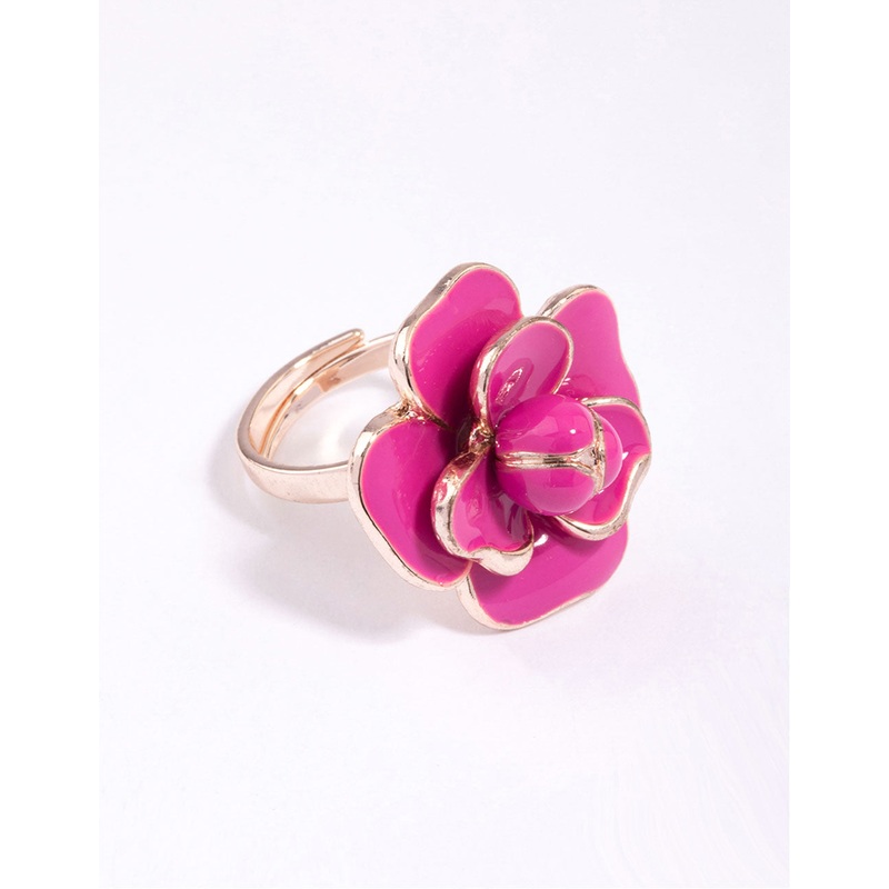 Rose Gold Enamel Flower Ring