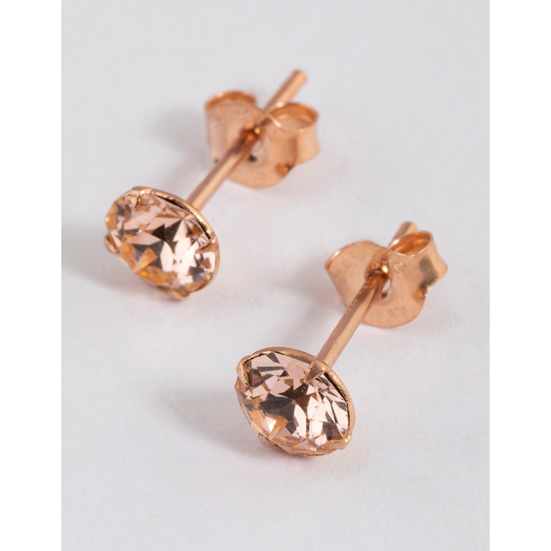Rose Gold Plated Sterling Silver Diamante Stud Earrings 5mm