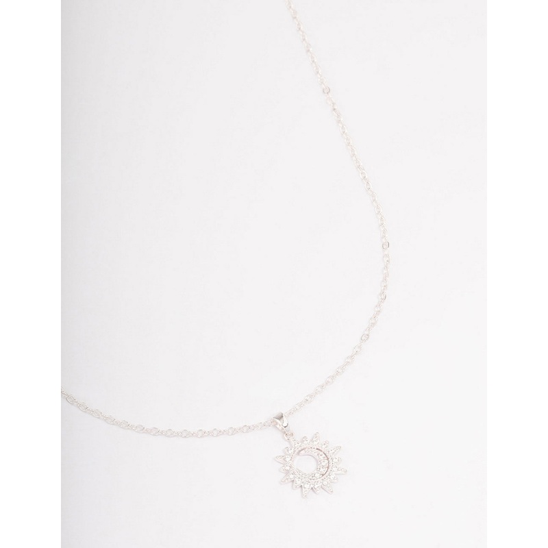 Silver Dainty Sunray Short Necklace