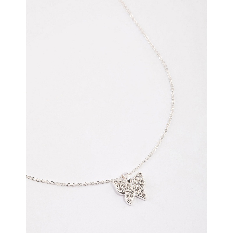 Silver Pave Butterfly Necklace & Polishing Set
