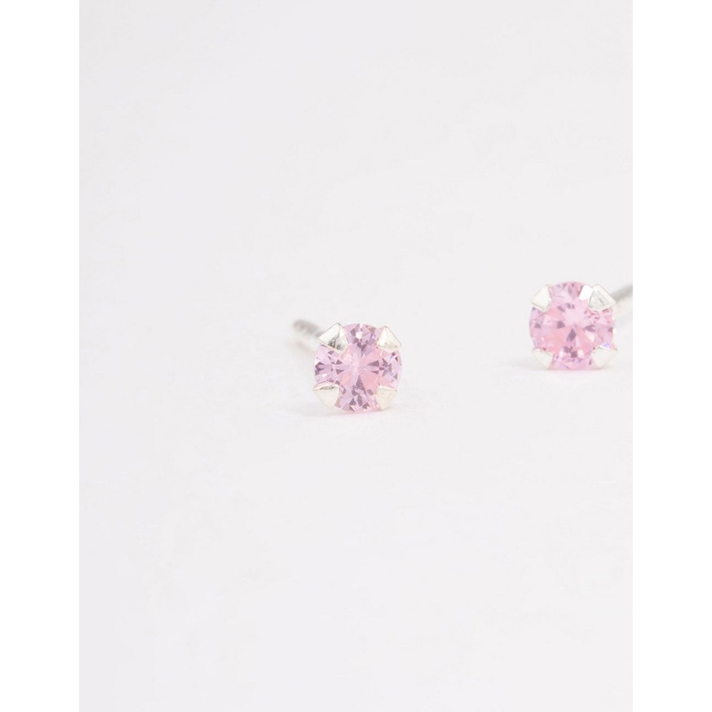 Sterling Silver Pink Pastel Stud Earrings