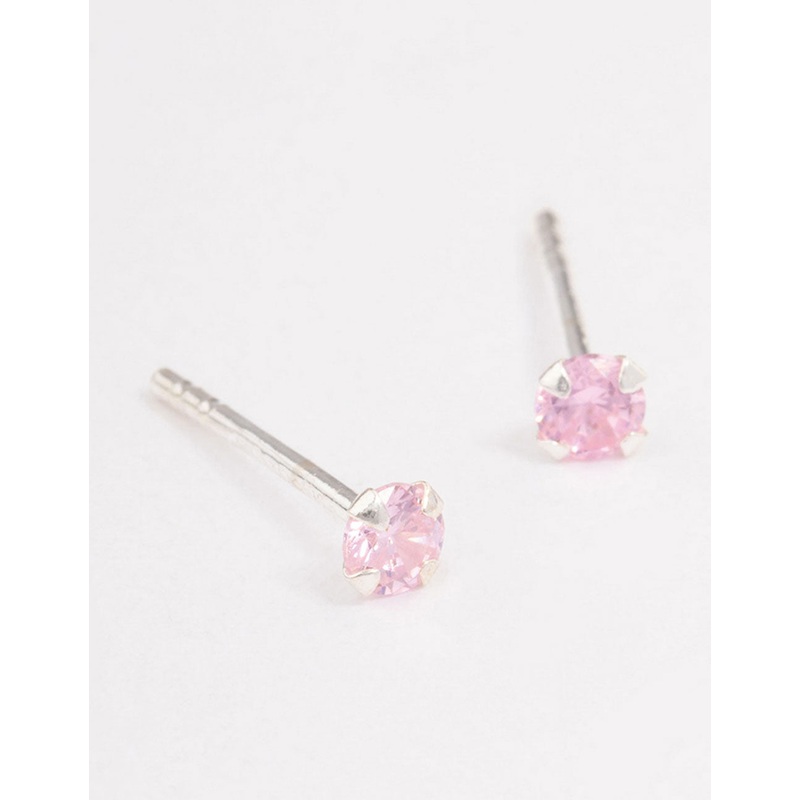Sterling Silver Pink Pastel Stud Earrings