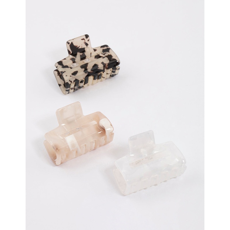 Acrylic Natural Mini Rectangle Claw Clip Pack