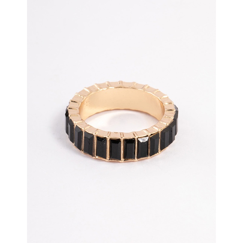 Black Baguette Band Ring|SM|ML