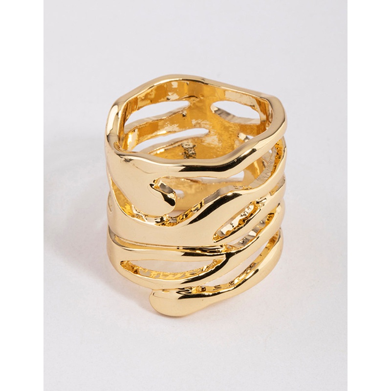Gold Plated Molten Layered Ring