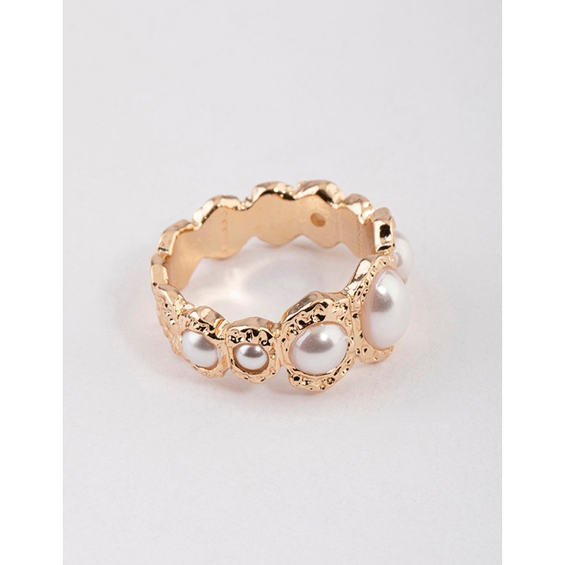 Gold Triple Stone Molten Ring|SM|ML