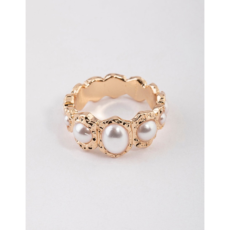 Gold Triple Stone Molten Ring|SM|ML