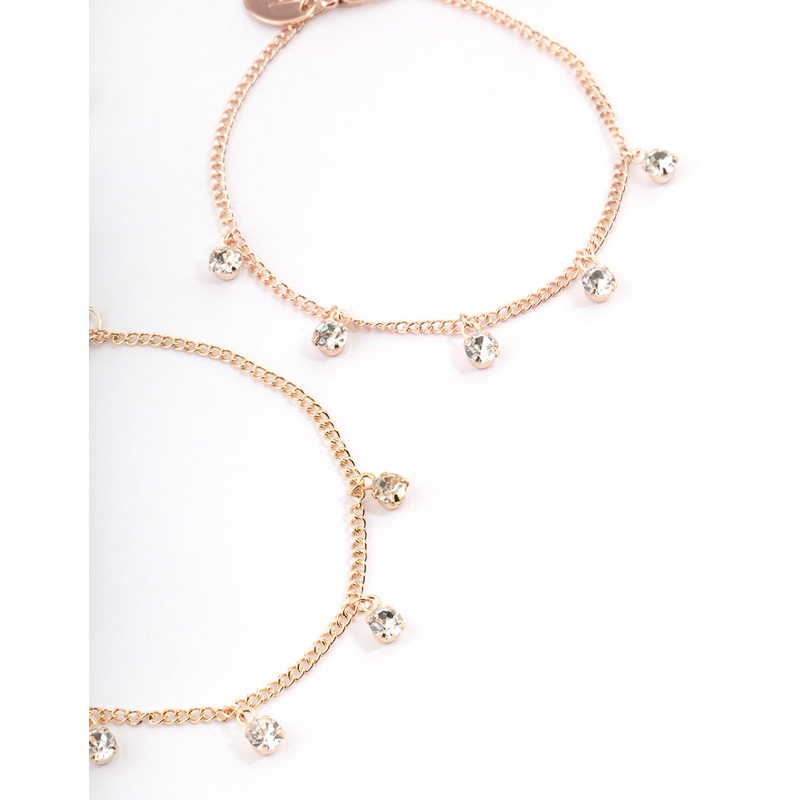 Mixed Metal Diamante Droplet Bracelet Pack