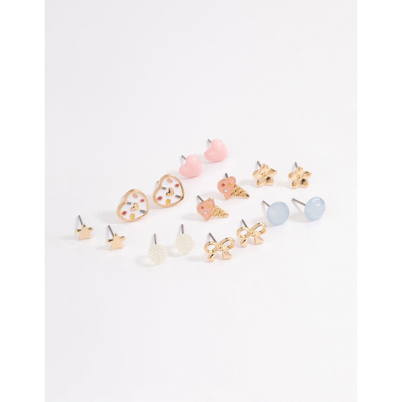 Pastel Heart & Ice Cream Earrings 8-Pack