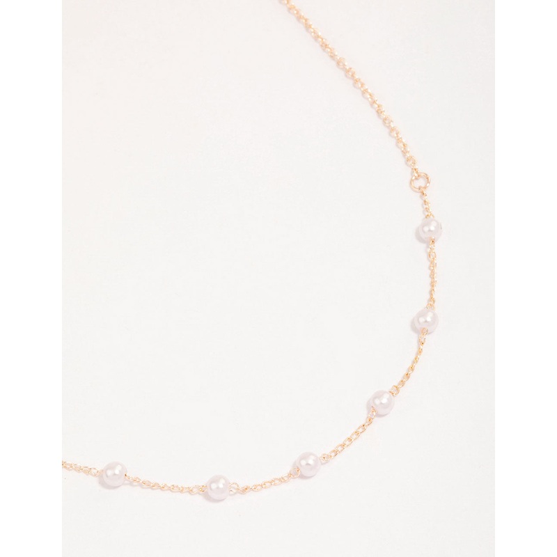 Rose Gold Dainty Pearl Necklace