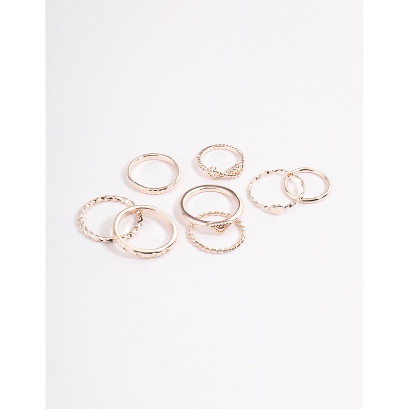Rose Gold Infinity & Heart Ring 8-Pack