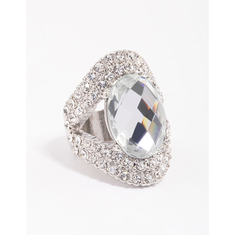Silver Elegant Oval Statement Ring