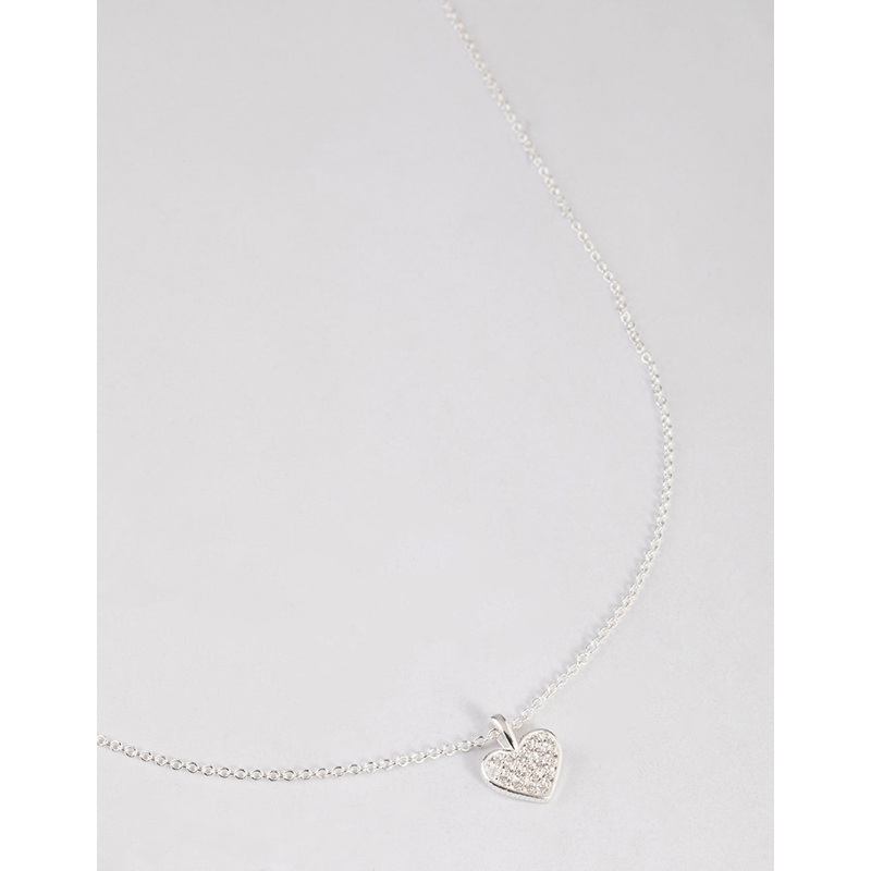Sterling Silver Pave Cubic Zirconia Heart Necklace