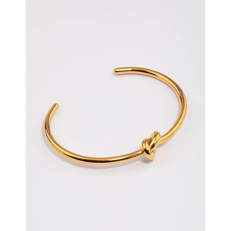 Waterproof Gold Plated Stainless Steel Basic Knotted Wrist Cuff