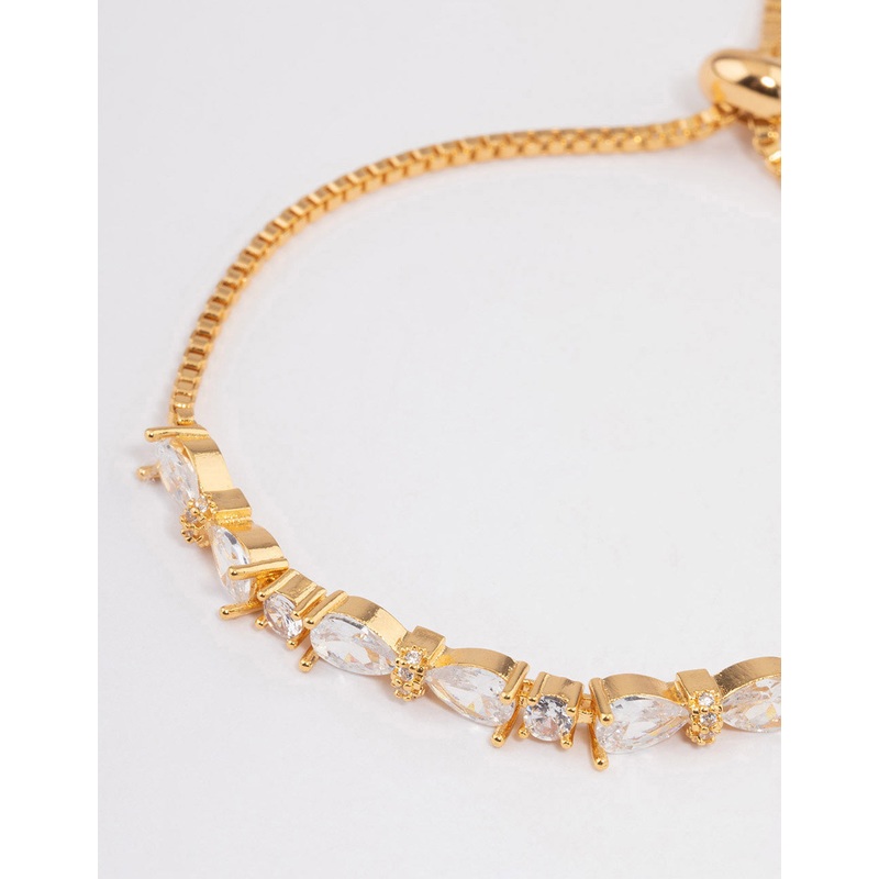 Gold Plated Cubic Zirconia Regal Toggle Bracelet