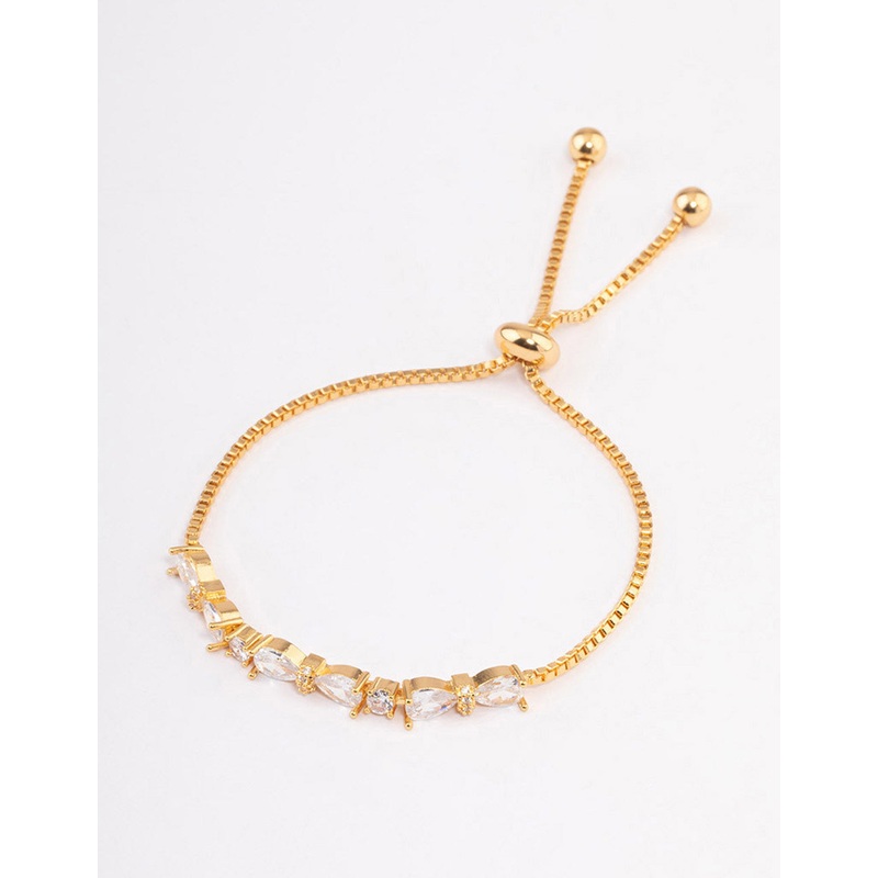 Gold Plated Cubic Zirconia Regal Toggle Bracelet