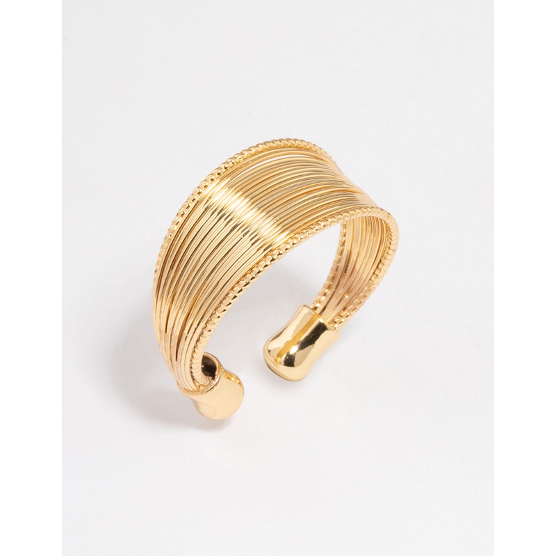 Gold Plated Textured Row Ring|SM|ML