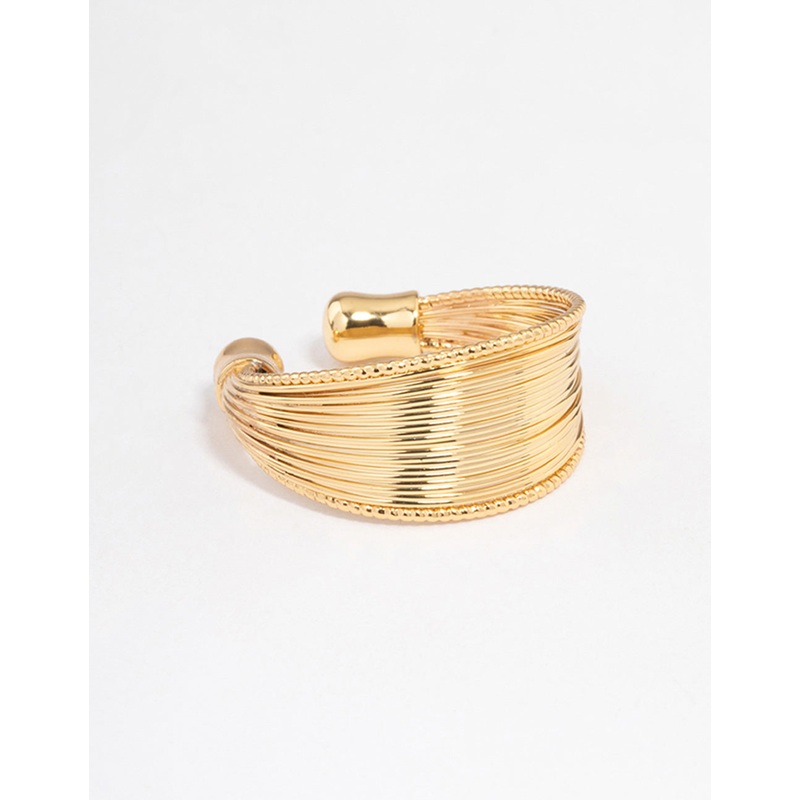 Gold Plated Textured Row Ring|SM|ML