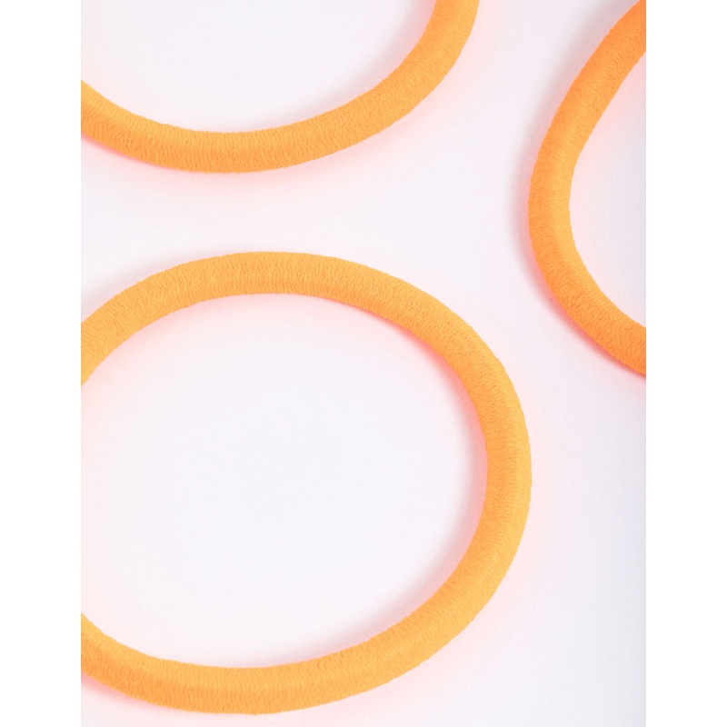 Orange Fabric Classic Hair Tie Pack
