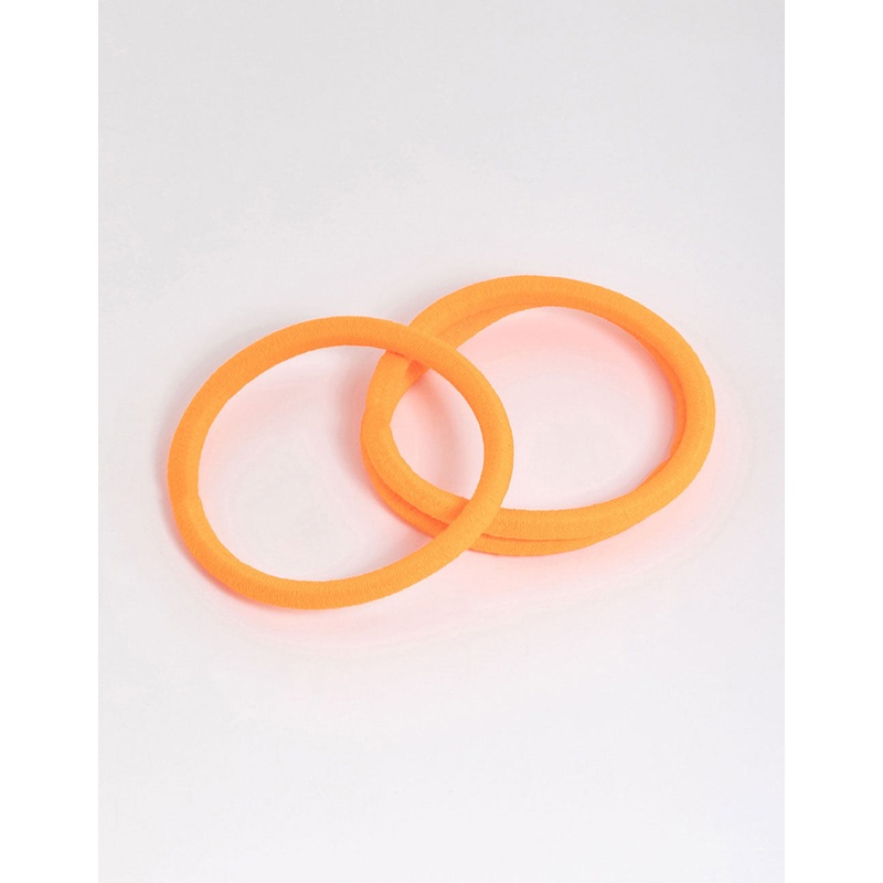 Orange Fabric Classic Hair Tie Pack