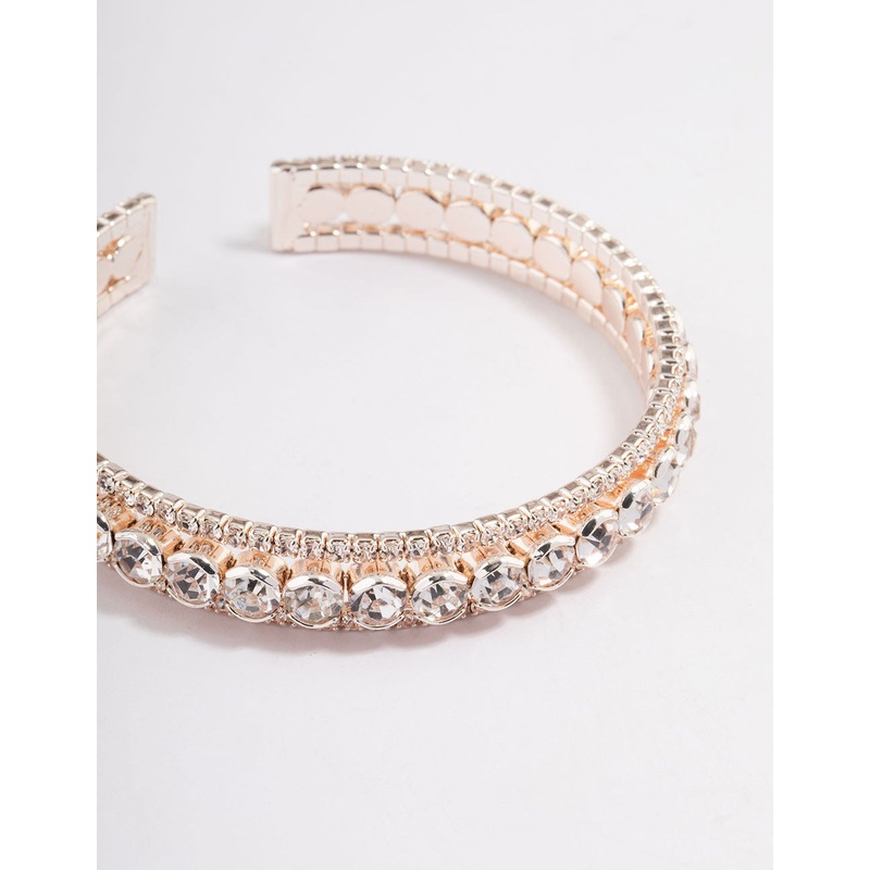 Rose Gold Cupchain Circle Diamante Bangle