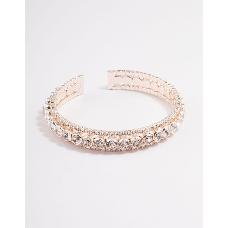 Rose Gold Cupchain Circle Diamante Bangle