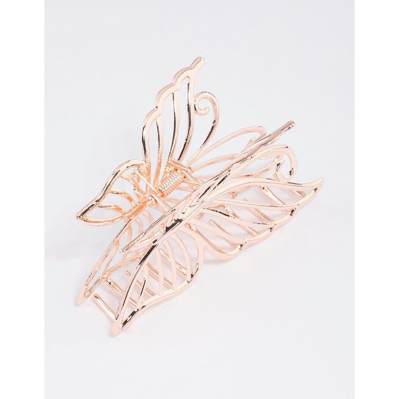 Rose Gold Detailed Butterfly Claw Clip