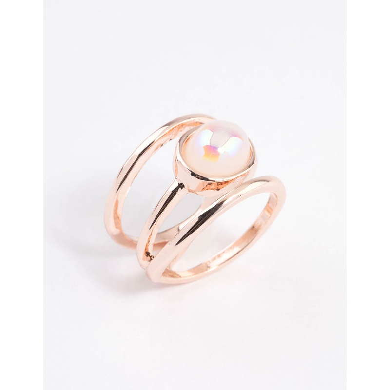 Rose Gold Iridescent Oval Ring