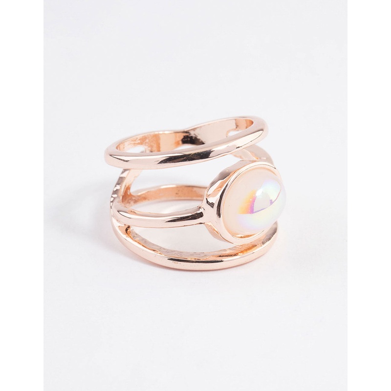 Rose Gold Iridescent Oval Ring