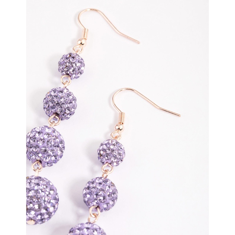 Rose Gold Triple Ball Drop Earrings