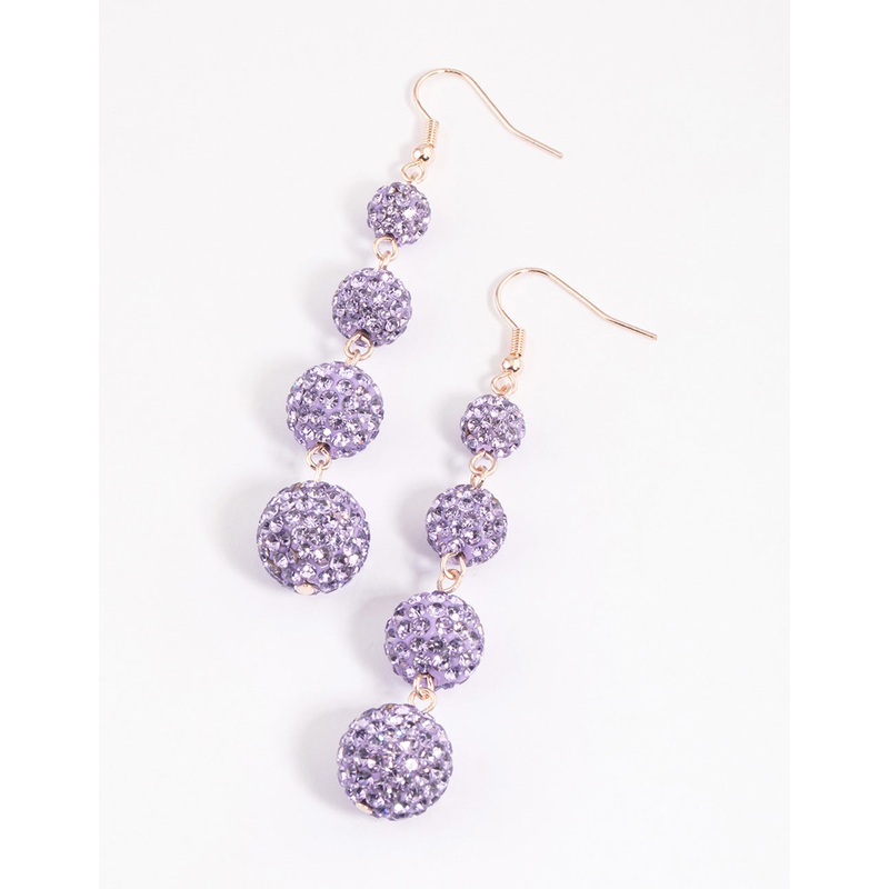 Rose Gold Triple Ball Drop Earrings