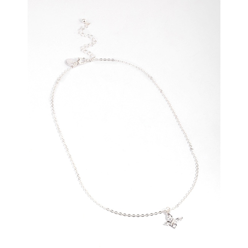 Silver Asymmetrical Butterfly Necklace