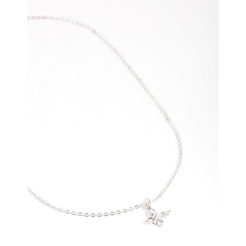 Silver Asymmetrical Butterfly Necklace