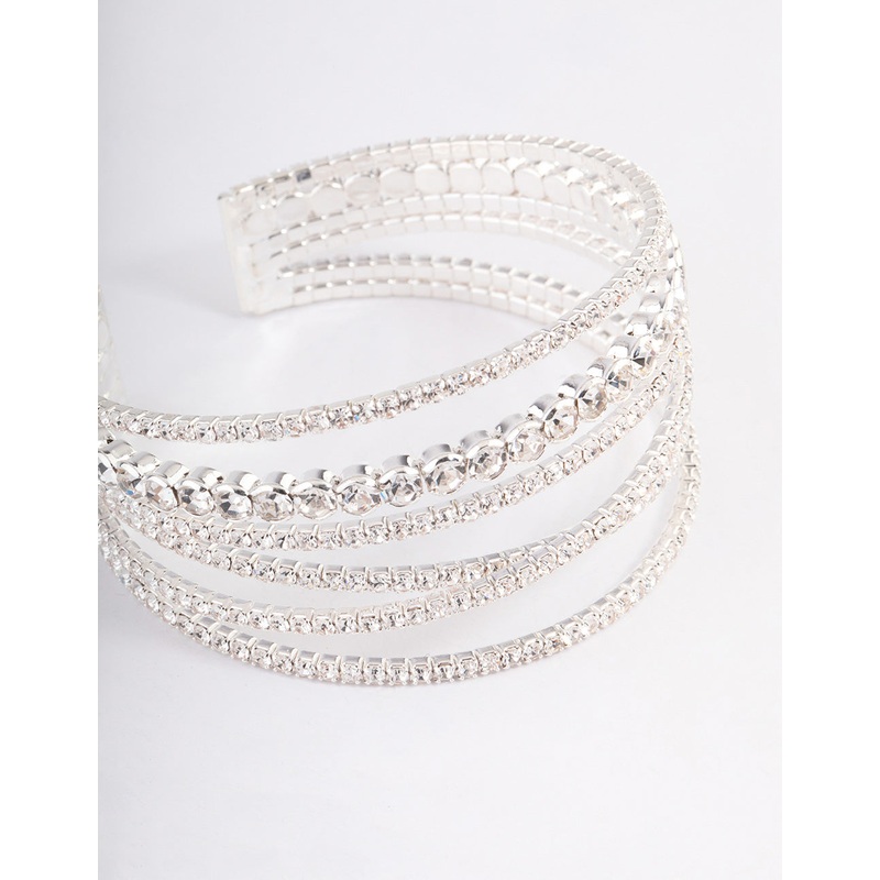 Silver Criss Cross Cupchain Wrist Cuff