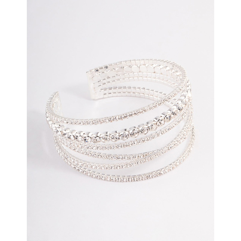 Silver Criss Cross Cupchain Wrist Cuff