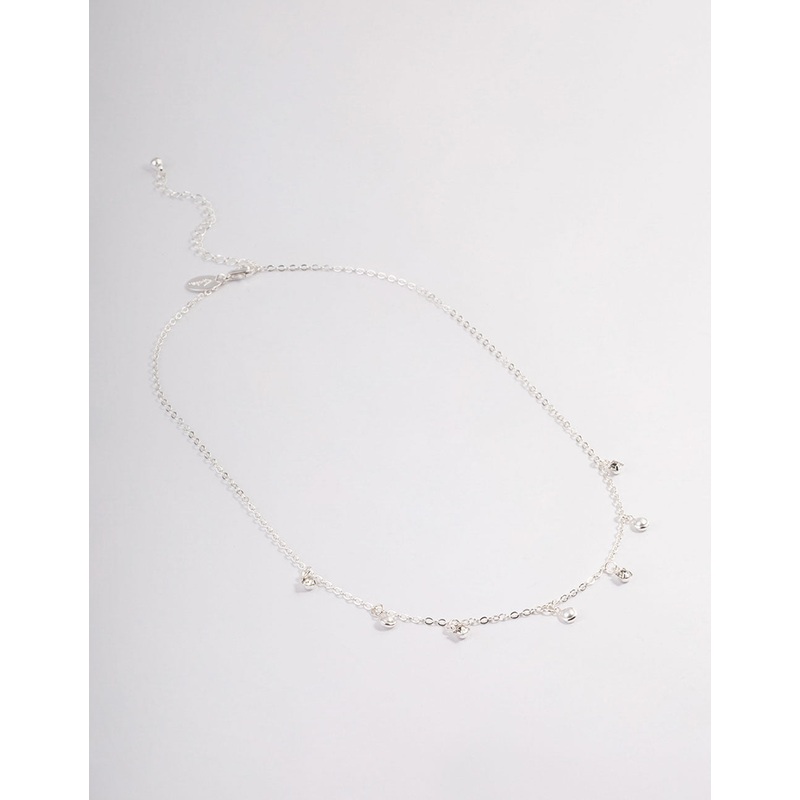 Silver Droplet Diamante & Pearl Necklace