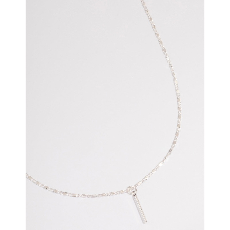Silver Flat Chain Stick Necklace