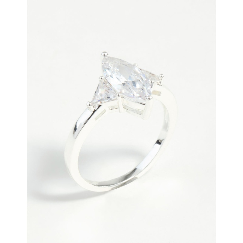 Silver Plated Precious Marquise Ring