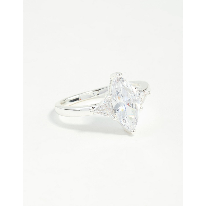 Silver Plated Precious Marquise Ring