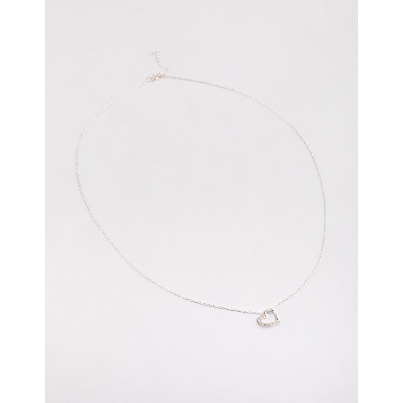 Sterling Silver Cubic Zirconia Pave Heart Necklace